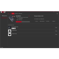 Benutzeroberfläche einer Rely-Software zur Verwaltung von Sound Simulatoren. Zeigt installieren Ressourcen und Firmware-Version v2.0.4.